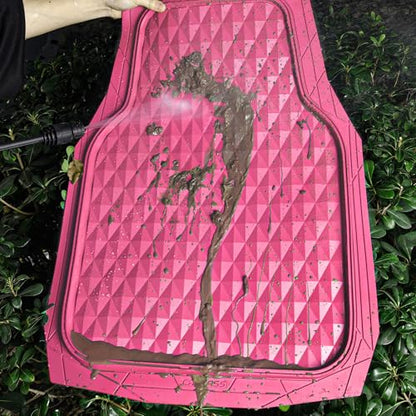 CAR PASS Heavy Duty Rubber Pink Car Floor Mats, Deep Dish All-Weather Full Set Durable Anti-Slip 3D Rhombus Waterproof Trim to Fit Liner Universal Fit Automotive,Sedan,SUV,Truck, 3 Pcs Hot Pink - color: hot pink