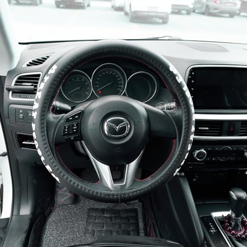 Treat People with Kindness Car Leather Steering Wheel Cover - 15-inch Universal Microfiber- Soft & Breathable & Silicone Anti Slip Auto Steering Wheel Wrap for Women - color: Treat People with kindness