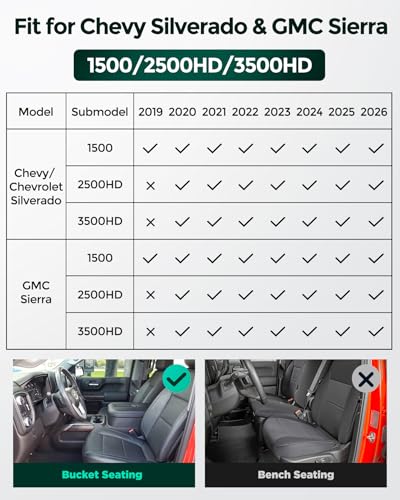 Floor Mats for Chevy Silverado Sierra: 2019-2026 1500 2500HD 3500HD Truck Front Liners,All Weather Car Accessories Double & Crew Cab Only Carpet for Chevrolet Silverado for GMC Sierra 2026 2025-2019