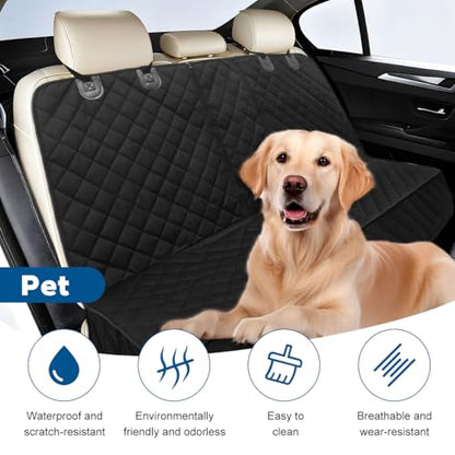 Dog Car Back Seat Cover, Waterproof Scratch-Resistant 600D Heavy Duty Vehicle Pet Bench Seat Protector, Non Slip Automotive Interior Backseat Cushions, Universal for SUV Sedan Truck (Black)