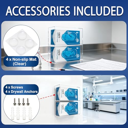 Glove Box Holder Dispenser Acrylic Single Side Loaded Clear Rack Storage Organizer for Medical, Latex - color: Double