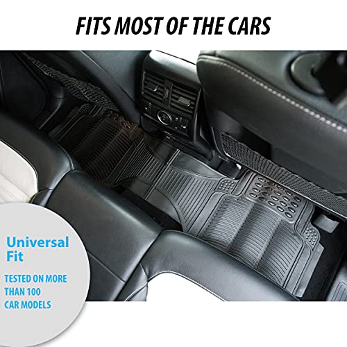 ZONETECH All Weather Rubber Car Interior Floor Mats 3-Piece Trimmable Waterproof Odorless Black Heavy Duty Universal Fit - size: 3-Piece Trimmable Floor Mats