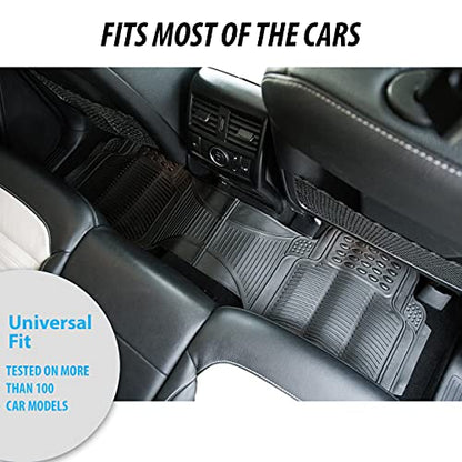 ZONETECH All Weather Rubber Car Interior Floor Mats 3-Piece Trimmable Waterproof Odorless Black Heavy Duty Universal Fit - size: 3-Piece Trimmable Floor Mats