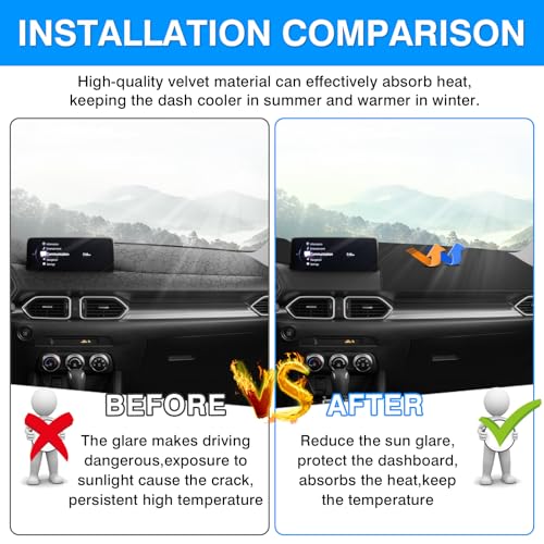 Cartist Dashboard Cover Mat for 2017-2022 2023 2024 2025 Mazda CX-5 CX5 Accessories Dash Cover Suede Dash Mat Sunshade Glare UV Rays Protector (Without Hud) - size: dash mat for Mazda CX-5 2017-2025