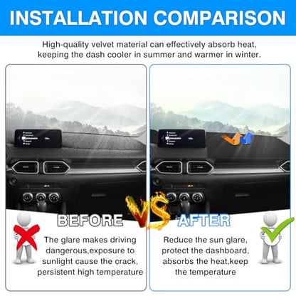 Cartist Dashboard Cover Mat for 2017-2022 2023 2024 2025 Mazda CX-5 CX5 Accessories Dash Cover Suede Dash Mat Sunshade Glare UV Rays Protector (Without Hud) - size: dash mat for Mazda CX-5 2017-2025