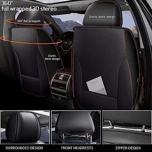 Full Set Seat Covers for Mitsubishi Outlander 2011-2024 2025 2026 Waterproof Premium Leather for Outlander Car Seat Covers Compatible Airbag Seat Cushions(5 Seats, Black&Redline)