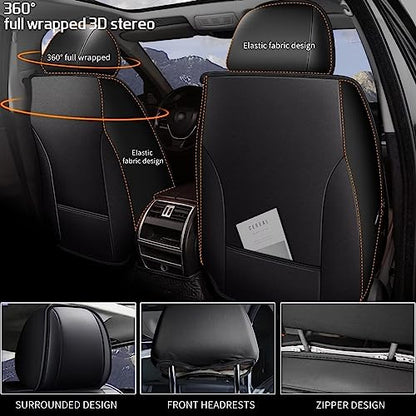 Full Set Seat Covers for Mitsubishi Outlander 2011-2024 2025 2026 Waterproof Premium Leather for Outlander Car Seat Covers Compatible Airbag Seat Cushions(5 Seats, Black&Redline)