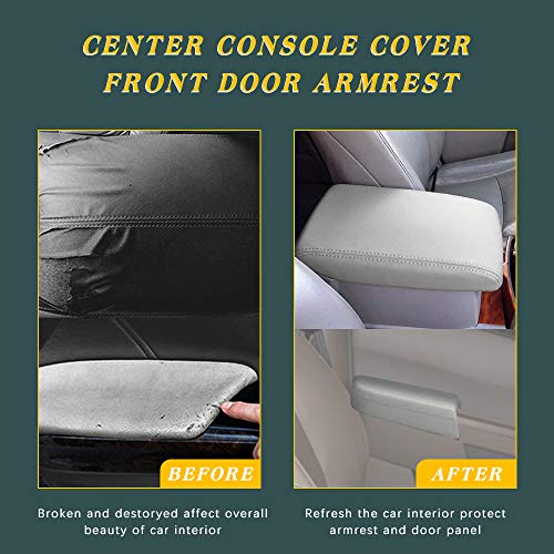 A ABIGAIL Center Console Armrest Cover Replacement for 2009 2010 2011 2012 2013 2014 2015 Honda Pilot Auto Leather Suture Console Lid Cover Replacement (Gray) - color: Gray, size: Front & Center