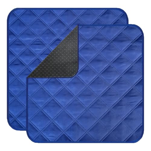 Waterproof Washable Seat Protector Pads Reusable Pee Pads for Adults Non-Slip Incontinence Chair Pads for Senior &Toddlers 22"X21" Dark Blue 2Pcs - color: Dark Blue