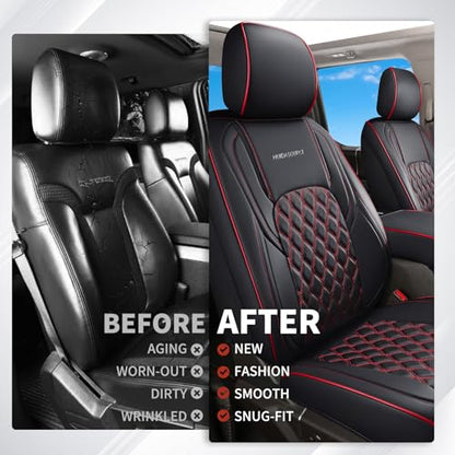 Huidasource Silverado Front Seat Covers Fit for Chevrolet Silverado GMC Sierra Pickup 1500 2007-2025, 2500HD 3500HD 2015-2025 Crew Double Extended Cab Truck Seat Cushion Cover(Front Pair/Black&Red) - color: Black&Red, size: Front (2007-2025)