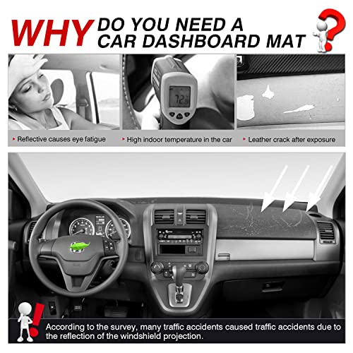 Autorder Dashboard Cover Mat for Honda CRV 2007-2011 Accessories Dash Cover Flannel Dash Mat Sunshade Glare UV Rays Protector (Without HUD) - size: 2007-2011 Honda CRV