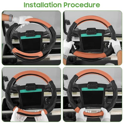 10L0L Golf Cart Steering Wheel Cover for Yamaha, Club Car DS & Precedent 1981-up, 14 Inch Black Brown - color: Black Brown