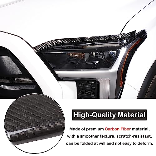 Aunginsy Car Front Headlight Eyebrow Trim Sticker Compatible with Toyota Tundra/Sequoia 2022 2023 2024 Pickup Truck Real Carbon Fiber Material Decorative Sticker Protection Cover Exterior Accessories - size: Front Headlight Eyebrow Sticker