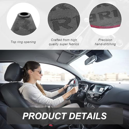 Car Shift Boot Cover, Fabric Shifter Lever Knob Boot Dustproof Cover with Stitch, Manual Automatic Speed Shifter Boots Gear Gaiter for Most Vehicles, Car Accessories (Gray) - color: Gray