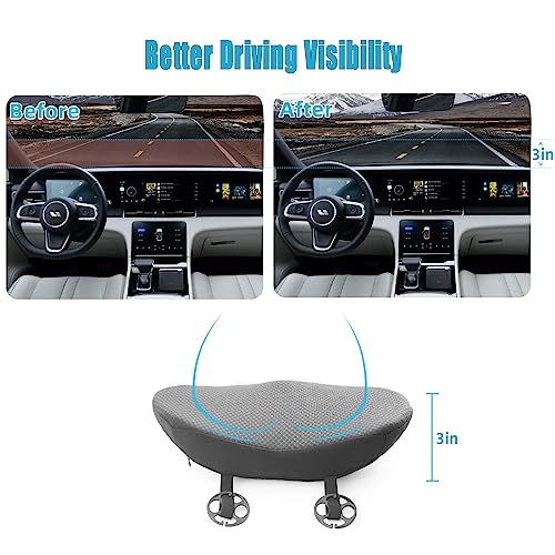 Car Seat Cushion for Driving - Comfort Memory Foam for Car Driver Seat- Back Support & Pain Relief - Car Travel Accessories for Long Trips (Gray)