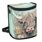 MNSRUU Car Trash Can with Lid, Highland Cow Flowers Car Trash Bag Hanging Organizers and Storage for Front Back Seat, Leak-Proof Trash Bin - color: Cow I 2515