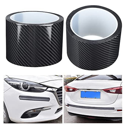 POCREATION Carbon Fiber Car Door Sill Protector, Black Adhesive Door Edge Guard Wrap Film for SUV Truck Sedan, Anti Scratch Paint Protection for Door Threshold and Trunk