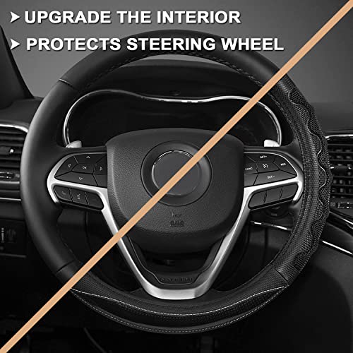 GIANT PANDA Steering Wheel Cover for Jeep Wrangler, Car Steering Wheel Cover for Jeep Grand Cherokee and Cherokee - Black