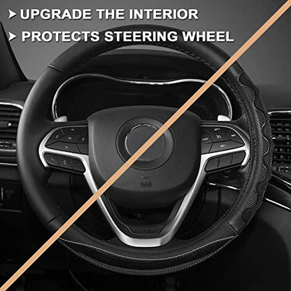 GIANT PANDA Steering Wheel Cover for Jeep Wrangler, Car Steering Wheel Cover for Jeep Grand Cherokee and Cherokee - Black