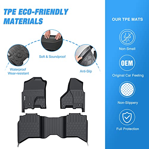 Nilight TPE Floor Mats for Dodge Ram 1500 2500 3500 Crew Cab 2012 2013 2014 2015 2016 2017 2018, Ram 1500 Classic 2019 2020 2021 2022 2023 All Weather Custom Fit Heavy Duty Floor Liners - color: 2013-2018 Ram 1500 2500|2019-2024 1500 Classic