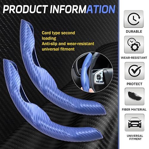2 Pc Car Carbon Fiber Steering Wheel Cover, Anti-Skid & Scratch-Proof Ultra Thin Steering Wheel Cover Protector Men/Women,100% Universal Fit Steering Wheel,Car Accessories Gifts