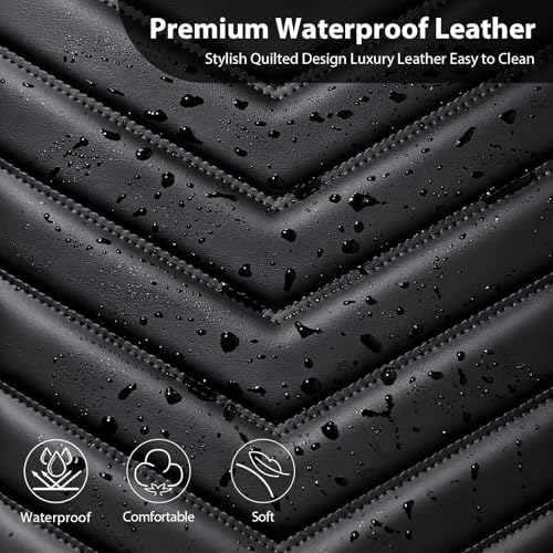 CAR PASS 3D Foam Luxury Leather Back Bench Leather Seat Covers,Waterpoof Faux Leather Rear Seat Cover Universal Fit for Cars Sedans SUVs Vans Trucks 95% Automotive Backseat, (Rear,Black) - color: Pure Black, size: Rear