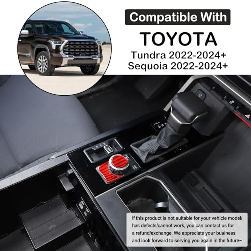 Aunginsy Drive Control Mode Trim Sticker Compatible with Tundra/Sequoia 2022-2025 Center Console Multimedia Control Knob Switch Button Cover Sound Volume Knob Decoration Carbon Fiber Accessories - size: Multimedia Knob Switch Circle Trim