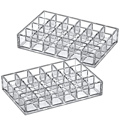 Amazing Abby - Allure - 2-Pack 24-Slot Acrylic Lipstick Organizer, Lipstick Holder, Lip Gloss Holder, Cosmetic Storage Display, Perfect Storage Solution for Drawer and Vanity (Slot Size: 1.0" x 1.0") - size: 24-Slot (2-Pack)
