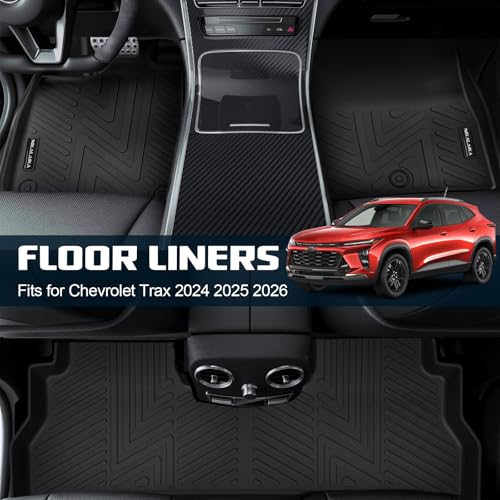 Floor Mats & Cargo Liner & Backrest Mat for 2024 2025 2026 Chevrolet/Chevy Trax All Weather Protection TPE Rubber Full Set Automotive Floor Liners Accessories, Odorless Anti-Slip, Black - size: Full Set Mats for 2024 2025 2026 chevy trax