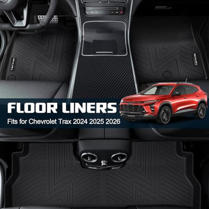 Floor Mats & Cargo Liner & Backrest Mat for 2024 2025 2026 Chevrolet/Chevy Trax All Weather Protection TPE Rubber Full Set Automotive Floor Liners Accessories, Odorless Anti-Slip, Black - size: Full Set Mats for 2024 2025 2026 chevy trax