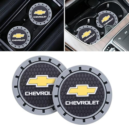Car Cup Holder Coaster for Chevrolet,Silicone Cupholder Coaster,Car Interior Accessories,2.76 Inch 2 Pieces （Grey）