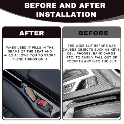 2PCS Car Seat Gap Filler Organizer, Multifunctional Car Gap Filler Organizer Storages Function for Storing Phones Keys Cards, Universal No Drop Seat Guard for Cars ﻿ (Black)