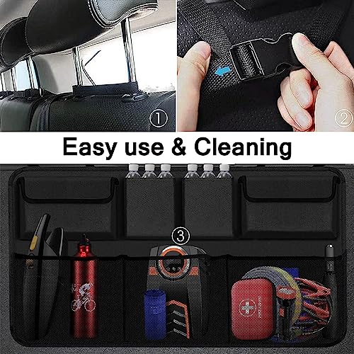 Snuopfy Car Trunk Organizer and Storage, Backseat Hanging Organizer for SUV, Truck, MPV,Van Collapsible Cargo Storage Bag with 7 Pockets, Car Interior Accessories for Men and Women