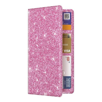 FINPAC Car Registration and Insurance Card Holder, Vehicle Glove Box Card Organizer Wallet Automobile Accessories for License - color: Glitter Pink