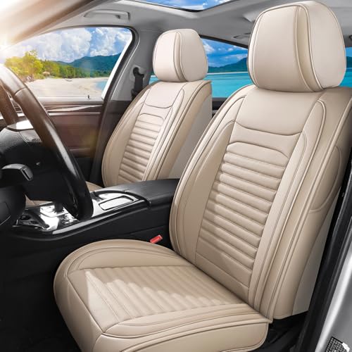 Front Seat Covers Fit for Lexus IS250 2006-2020, Car Seat Covers Front Seats, Breathable Faux Leather Automotive Seat Covers Front Pair Anti-Slip Seat Cover(Beige, Front) - color: Beige, size: Fit for IS250 front seat