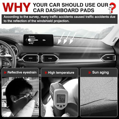 Cartist Dashboard Cover Mat for 2017-2022 2023 2024 2025 Mazda CX-5 CX5 Accessories Dash Cover Suede Dash Mat Sunshade Glare UV Rays Protector (Without Hud) - size: dash mat for Mazda CX-5 2017-2025