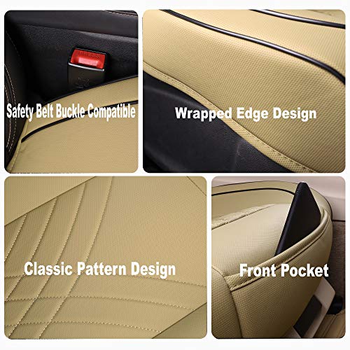 kingphenix Car Seat Cover: Easy to Install, Fits Most Cars, Vans, Trucks, and SUVs – Beige - color: Beige