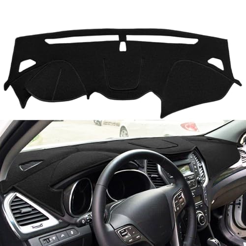 Dash Cover Mat Custom Fit for Hyundai Santa Fe/Sport/XL Dashboard Cover Pad Carpet Protector (Black) F391 - color: Black
