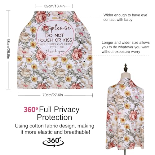 Metplus Car Seat Cover Baby Girl, No Touch Sign Carseat Canopy, Nursing Breastfeeding Covers, Stretchy Universal Fit, Multi-Use for Stroller/Shopping Cart/High Chair, Baby Shower Gift - color: STOP Flower