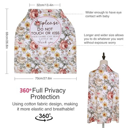Metplus Car Seat Cover Baby Girl, No Touch Sign Carseat Canopy, Nursing Breastfeeding Covers, Stretchy Universal Fit, Multi-Use for Stroller/Shopping Cart/High Chair, Baby Shower Gift - color: STOP Flower