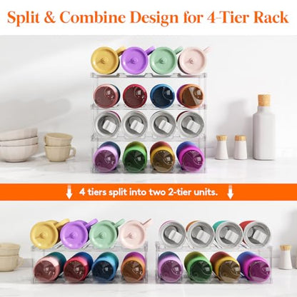Lifewit Stackable Bottle Storage Organizer, Clear Freestanding Wine Holder for Cabinet, Large Slot Water Bottle Tumbler Organizer for Pantry, Plastic Wine Rack for Fridge Cellar, 4Tier Hold 16 - size: 4 Tier-16 Bottle
