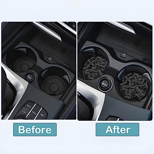 Car Cup Holder Coasters, 2 Pack – 2.75" Universal Auto Anti-Slip Insert Coaster, Rubber Car Coasters, Personalized Car Accessories for Women & Men (Topography) - color: Topography