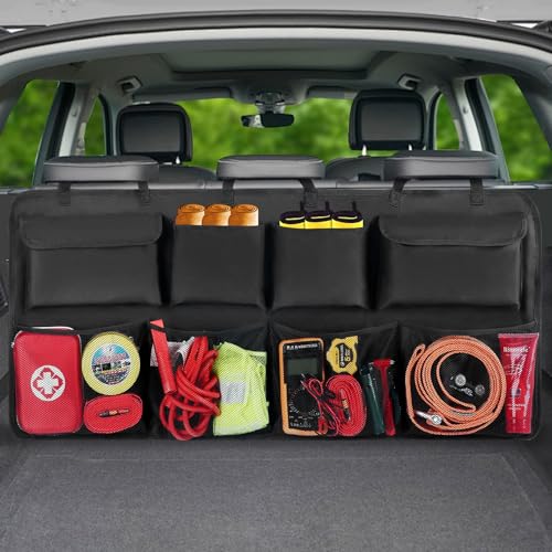 Snuopfy Car Trunk Organizer, Backseat Hanging Organizer with 8 Large Storage Bag Super Capacity -Trunk Organizer for SUV,Truck,Van -Your Space Saving Expert - Black - color: Black, size: XL-39.5x18in