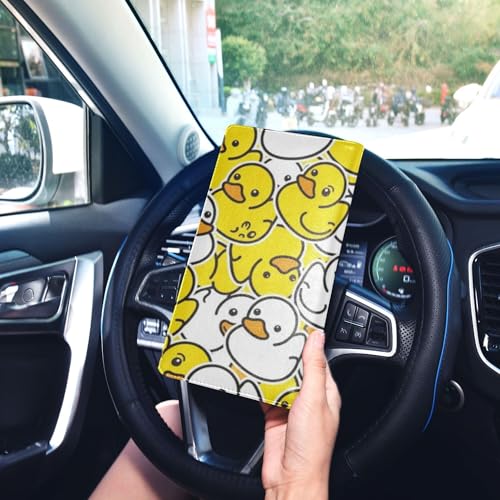 linqin Car Registration and Insurance Card Holder, Rubber Duck Yellow White Glove Box Organizer Card Document Wallet - color: Rubber Duck Yellow White