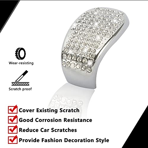 TOMALL Bling Gear Shift Knob Cover Compatible with Honda Civic 11th 2022-2023 for CRV 2023-2024 Diamond Crystal Auto Decorative Accessories for Car (Silver)