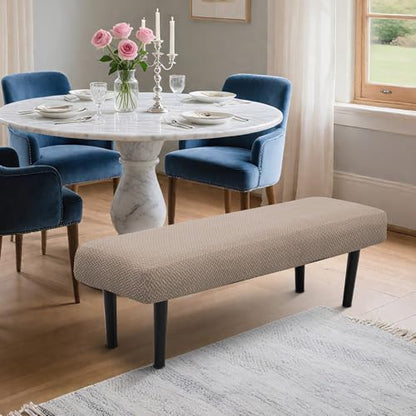 Stretch Bench Seat Cover, Reusable Slipcover for Dining Room & Bedroom, Removable Washable Rectangular Bench Covers, Elastic Fit for Home Furniture (Twill Camel) - color: Twill Camel