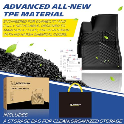 Michelin Vehicle Mat, All-Weather TPE Custom Fit Liner for Tesla Model 3 Floor Mats 2017-2023 (3 Piece), Premier A