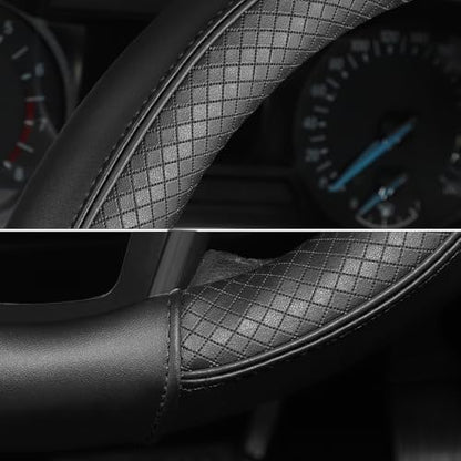 SEG Direct Steering Wheel Cover 14.5-15 inch (37-39 cm) Medium Size, Microfiber Leather, Non-Slip Comfortable Grip, Fits Cars Trucks SUVs, Black - color: Black, size: Standard size[14 1/2''-15'']