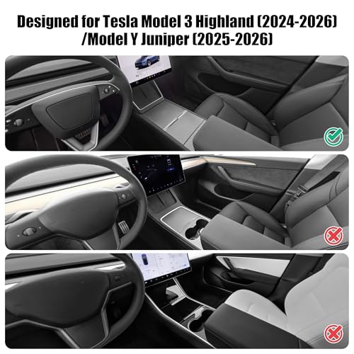 Center Console Armrest Cover Designed for Tesla Model 3 Highland 2024-2027/Model Y Juniper 2025-2027 Refresh,Center Console Accessories for Model 3/Y Interior Accessories 2026 Black