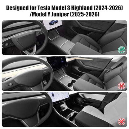 Center Console Armrest Cover Designed for Tesla Model 3 Highland 2024-2027/Model Y Juniper 2025-2027 Refresh,Center Console Accessories for Model 3/Y Interior Accessories 2026 Black